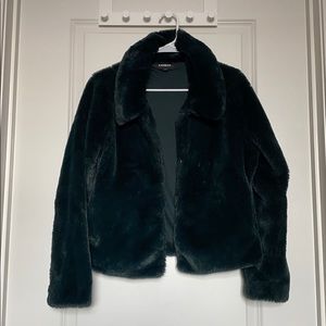 Express supersoft faux fur jacket (dark green)
